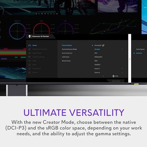 Alienware AW2723DF Gaming Monitor   27 inch  2560 x 1440  240Hz Display  DP 1 4   1ms Response Time  NVIDIA G Sync  Preset OSD Modes  Height/Tilt/Swivel/Pivot Adjustability   Lunar Light