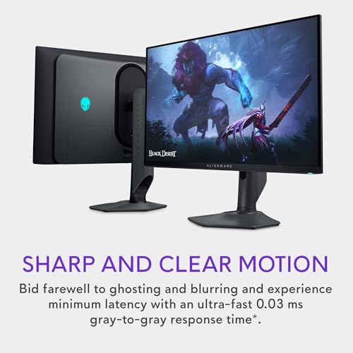 Alienware AW2725DF OLED Gaming Monitor   26 7 inch Quantom Dot WQHD  2560x1440  360Hz 0 03Ms Display  AMD FreeSync Premium Pro  HDMI/DP/USB 3 2 Gen1  Height/Tilt/Swivel/Pivot Adjustability   Black