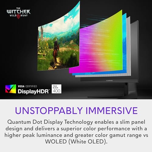 Alienware AW3423DWF Curved QD OLED Gaming Monitor 34 inch Quantum Dot OLED 0 1Ms 165Hz 21 9 Curved Display 99 3 DCI P3 Color Gamut VESA DisplayHDR True Black 400 AMD FreeSync Premium Pro Black