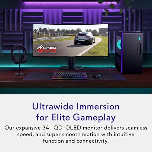 Alienware AW3423DWF Curved QD OLED Gaming Monitor   34 inch Quantum Dot OLED 0 1Ms 165Hz 21 9 Curved Display  99 3  DCI P3 Color Gamut  VESA DisplayHDR True Black 400  AMD FreeSync Premium Pro   Black