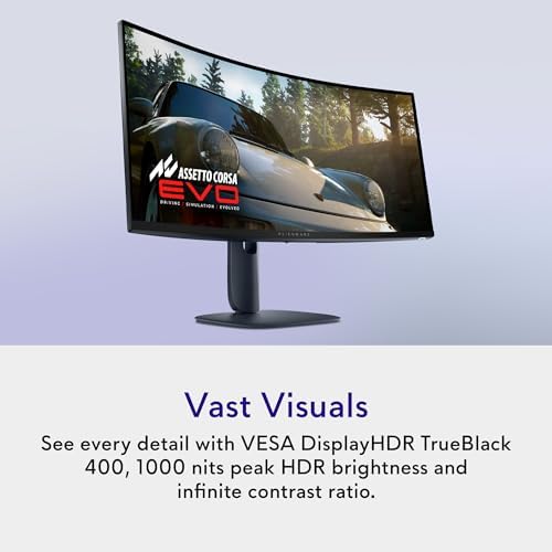 Alienware AW3423DWF Curved QD OLED Gaming Monitor   34 inch Quantum Dot OLED 0 1Ms 165Hz 21 9 Curved Display  99 3  DCI P3 Color Gamut  VESA DisplayHDR True Black 400  AMD FreeSync Premium Pro   Black
