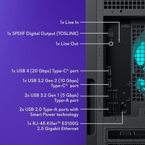 Alienware Aurora Gaming Desktop ACT1250   Intel Core Ultra 7 265F  32GB DDR5 RAM  1TB SSD  NVIDIA GeForce RTX 5070  1000W Platinum Rated PSU  Windows 11 Home  Clear Panel   Black