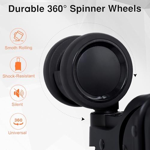 All Aluminum 24 Inch Check In Luggage Hard Shell Suitcases with Spinner Wheels and TSA Lock  Checked Medium Suitcase  Black 