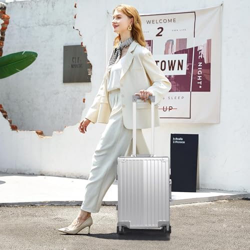 All Aluminum Carry On Luggage 22x14x9 Airline Approved Hard Shell Carry On Luggage  Zipperless Luggage Aluminum Suitcase Luggage  black  20inch 