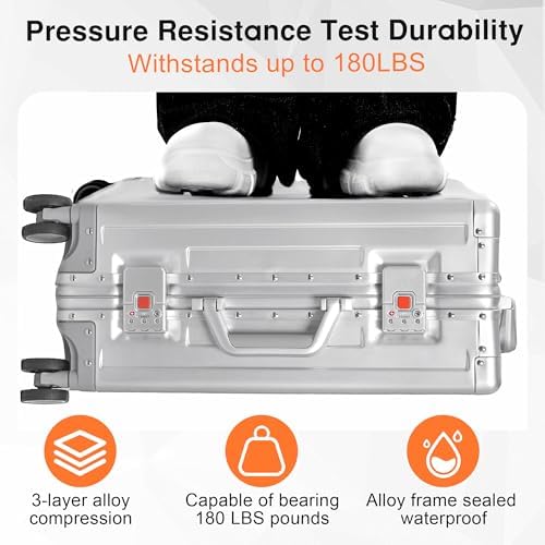 All Aluminum Carry On Luggage 22x14x9 Airline Approved Hard Shell Carry On Luggage  Zipperless Luggage Aluminum Suitcase Luggage  black  20inch 