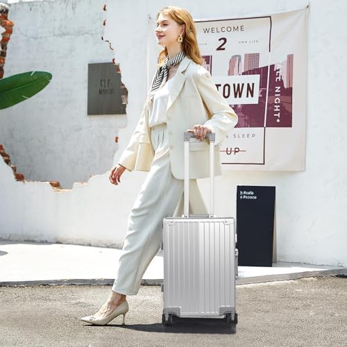 All Aluminum Carry On Luggage 22x14x9 Airline Approved Hard Shell Carry On Luggage  Zipperless Luggage Aluminum Suitcase Luggage  black  20inch 