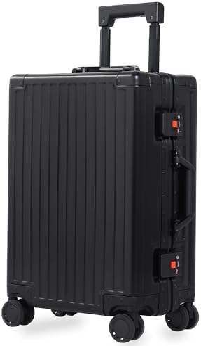 All Aluminum Carry On Luggage 22x14x9 Airline Approved Hard Shell Carry On Luggage  Zipperless Luggage Aluminum Suitcase Luggage  black  20inch 