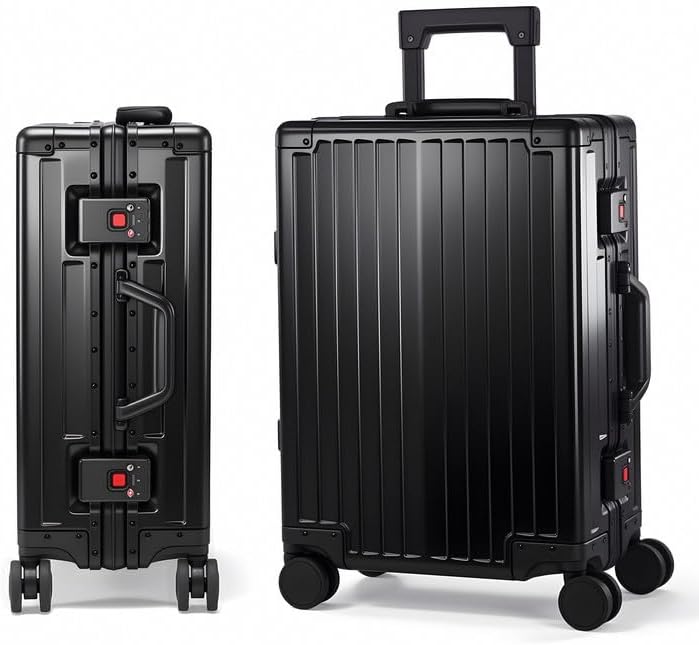 All Aluminum Carry On Luggage 22x14x9 Airline Approved Hard Shell Carry On Luggage  Zipperless Luggage Aluminum Suitcase Luggage  black  20inch 