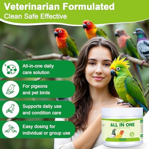 All in One Medicine Powder for Pigeon Parrots Canary Finches Parakeet Cockatiels Aviary Birds  Helps Maintain Digestive Balance Overall Vitality  Drinking Water Additive Wellness Support Powder