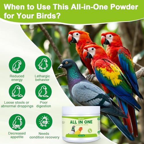 All in One Medicine Powder for Pigeon Parrots Canary Finches Parakeet Cockatiels Aviary Birds  Helps Maintain Digestive Balance Overall Vitality  Drinking Water Additive Wellness Support Powder