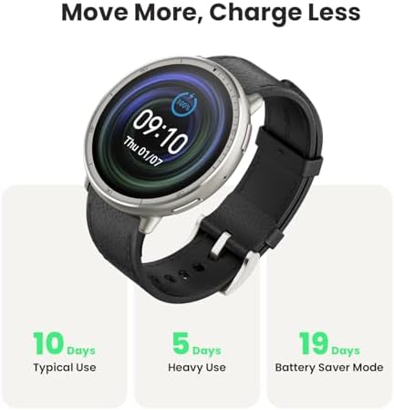 Amazfit Active 2 Premium Smart Watch Fitness Tracker  Round  for Android & iPhone  10 Day Battery  Water Resistant  GPS Maps  Heart & Sleep Monitor  HYROX Mode  Sapphire Glass  Leather   Sport Strap
