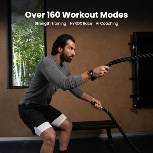 Amazfit Active 2 Premium Smart Watch Fitness Tracker  Round  for Android & iPhone  10 Day Battery  Water Resistant  GPS Maps  Heart & Sleep Monitor  HYROX Mode  Sapphire Glass  Leather   Sport Strap