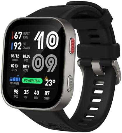 Amazfit Bip Max - Reloj inteligente de 1.969 in, pantalla AMOLED de 2.07 pulgadas, 20 días de batería, GPS, almacenamiento de 4 GB, mapas sin conexión, rastreador de fitness, entrenamiento híbrido