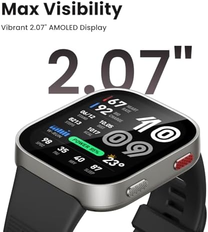 Amazfit Bip Max - Reloj inteligente de 1.969 in, pantalla AMOLED de 2.07 pulgadas, 20 días de batería, GPS, almacenamiento de 4 GB, mapas sin conexión, rastreador de fitness, entrenamiento híbrido