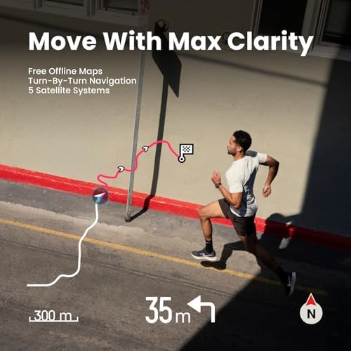 Amazfit Bip Max - Reloj inteligente de 1.969 in, pantalla AMOLED de 2.07 pulgadas, 20 días de batería, GPS, almacenamiento de 4 GB, mapas sin conexión, rastreador de fitness, entrenamiento híbrido