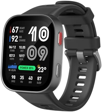 Amazfit Bip Max - Reloj inteligente de 1.969 in, pantalla AMOLED de 2.07 pulgadas, 20 días de batería, GPS, almacenamiento de 4 GB, mapas sin conexión, rastreador de fitness, entrenamiento híbrido