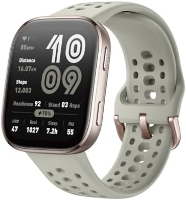 Amazfit Bip Max - Reloj inteligente de 1.969 in, pantalla AMOLED de 2.07 pulgadas, 20 días de batería, GPS, almacenamiento de 4 GB, mapas sin conexión, rastreador de fitness, entrenamiento híbrido