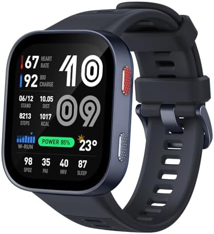 Amazfit Bip Max - Reloj inteligente de 1.969 in, pantalla AMOLED de 2.07 pulgadas, 20 días de batería, GPS, almacenamiento de 4 GB, mapas sin conexión, rastreador de fitness, entrenamiento híbrido