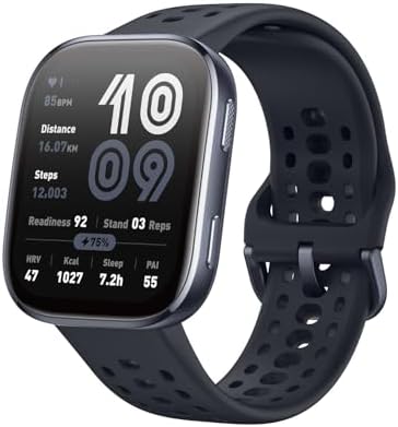 Amazfit Bip Max - Reloj inteligente de 1.969 in, pantalla AMOLED de 2.07 pulgadas, 20 días de batería, GPS, almacenamiento de 4 GB, mapas sin conexión, rastreador de fitness, entrenamiento híbrido