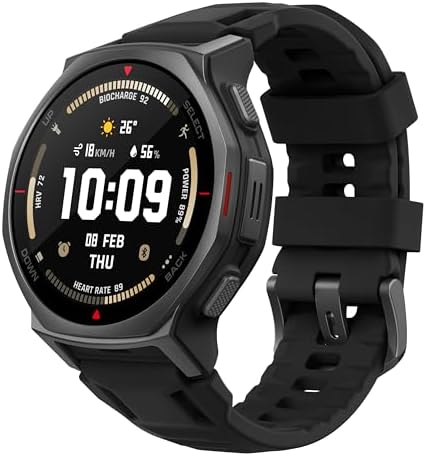 Amazfit T Rex 3 Pro Outdoor Smart Watch 48mm Sapphire AMOLED Display  Ti Bezel  Dual Band GPS  Offline Maps  25 Days Battery  Built in Flashlight  10 ATM  180  Sports Mode for Android & iPhone  Black