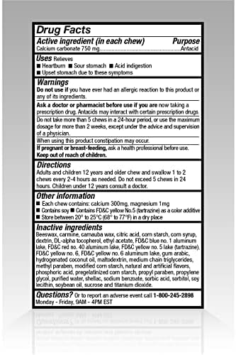 Amazon Basic Care Chewy Bites Chewable Antacid Tablets  Ultra Strength Heartburn Relief  Acid Indigestion  Upset & Sour Stomach  Fast Acting  Assorted Fruit Flavors  90 Count