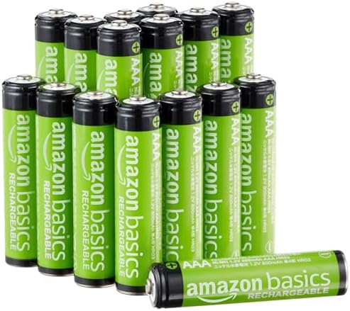 Amazon Basics 12 Pack Rechargeable AAA NiMH Performance Batteries  800 mAh  1 2V  Recharge up to 1000x Times  Pre Charged
