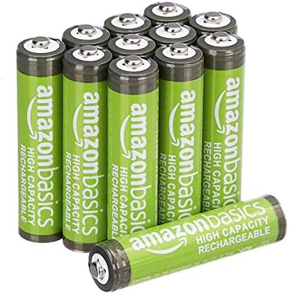 Amazon Basics 12 Pack Rechargeable AA NiMH Batteries  2000 mAh  1 2V  Low Self Discharge  Pre Charged  Recharge up to 1000x Times