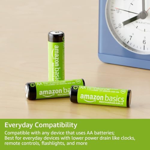 Amazon Basics 16 Pack Rechargeable AA NiMH Batteries  2000 mAh  1 2V  Recharge up to 1000x Times  Pre Charged