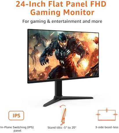 Amazon Basics 23 8 inch Computer Monitor 120 Hz  1080P  HDMI  DP  VGA  VESA Compatible for Office Home