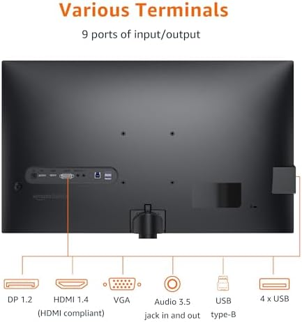 Amazon Basics 23 8 inch Computer Monitor 120 Hz  1080P  HDMI  DP  VGA  VESA Compatible for Office Home