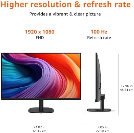 Amazon Basics 23 8 inch Computer Monitor 120 Hz  1080P  HDMI  DP  VGA  VESA Compatible for Office Home