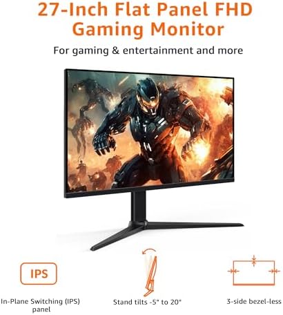 Amazon Basics 23 8 inch Computer Monitor 120 Hz  1080P  HDMI  DP  VGA  VESA Compatible for Office Home