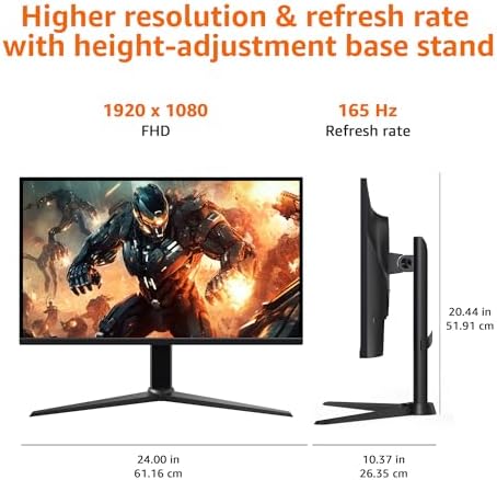 Amazon Basics 23 8 inch Computer Monitor 120 Hz  1080P  HDMI  DP  VGA  VESA Compatible for Office Home