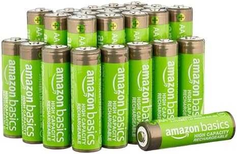 Amazon Basics 24 Pack Rechargeable AA NiMH High Capacity Batteries  2400 mAh  1 2V  Low Self Discharge  Pre Charged  Recharge up to 400x Times