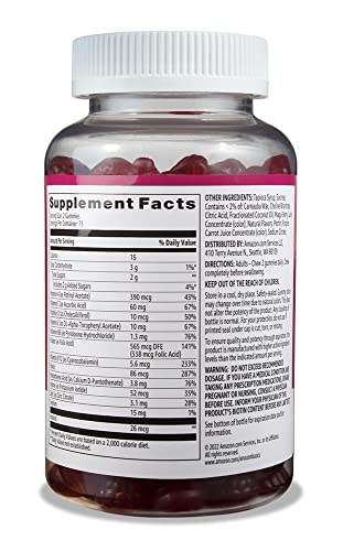 Amazon Basics Adult Multivitamin Gummies  Mixed Berry & Cherry  150 Gummies  75 Day Supply  Pack of 1  Previously Solimo 