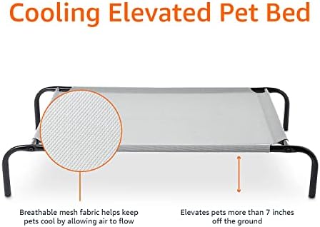 Amazon Basics Cooling Breathable Elevated Dog Bed with Durable Metal Frame  Medium  43 x 26 x 7 5 Inch  Grey  Easy to Assemble