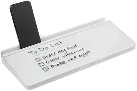Amazon Basics Desktop Dry Erase Whiteboard with Organizer and Accessories  Tempered Glass  15 7 x 5 4 inches  White