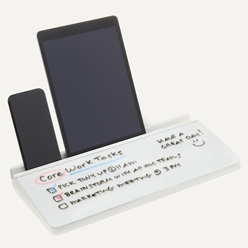 Amazon Basics Desktop Dry Erase Whiteboard with Organizer and Accessories  Tempered Glass  15 7 x 5 4 inches  White