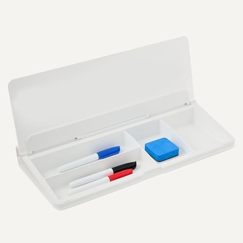 Amazon Basics Desktop Dry Erase Whiteboard with Organizer and Accessories  Tempered Glass  15 7 x 5 4 inches  White