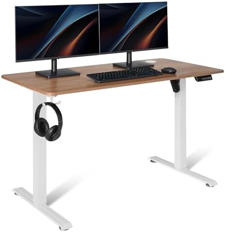 Amazon Basics Electric Standing Desk  Height Adjustable Home Office Desk  White/Oak Effect