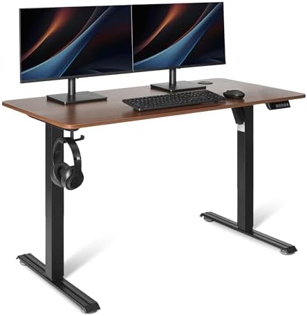 Amazon Basics Electric Standing Desk  Height Adjustable Home Office Desk  Black/Walnut Effect
