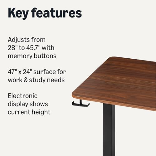 Amazon Basics Electric Standing Desk  Height Adjustable Home Office Desk  Black/Walnut Effect