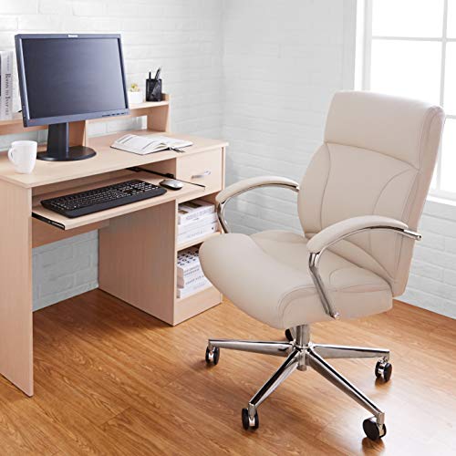 Amazon Basics Executive Desk Chair with Easy Assembly  275lb Capacity  Oversized Cushion  29 13D x 25 2W x 43 11H  Ivory Bonded Leather