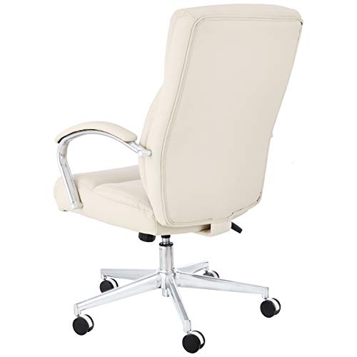 Amazon Basics Executive Desk Chair with Easy Assembly  275lb Capacity  Oversized Cushion  29 13D x 25 2W x 43 11H  Ivory Bonded Leather
