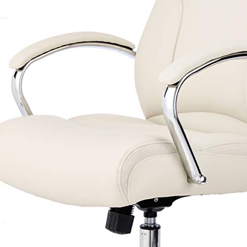 Amazon Basics Executive Desk Chair with Easy Assembly  275lb Capacity  Oversized Cushion  29 13D x 25 2W x 43 11H  Ivory Bonded Leather