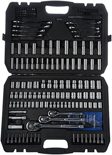 Amazon Basics Mechanics Socket Tool Set With Case  SAE and Metric Sizes  201 Piece