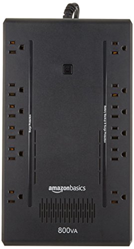 Amazon Basics UPS Battery Backup & Surge Protector 800VA/450W  12 Outlets  Standby Uninterruptible Power Supply  for Power Outage Protection  Compact  Black