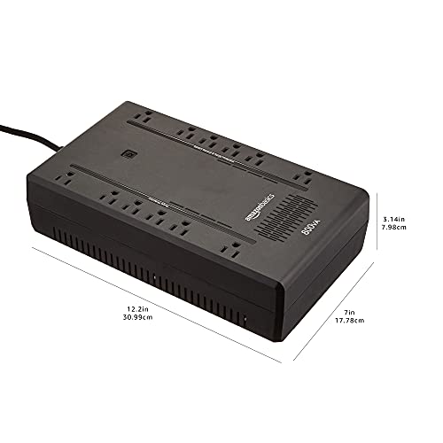 Amazon Basics UPS Battery Backup & Surge Protector 800VA/450W  12 Outlets  Standby Uninterruptible Power Supply  for Power Outage Protection  Compact  Black