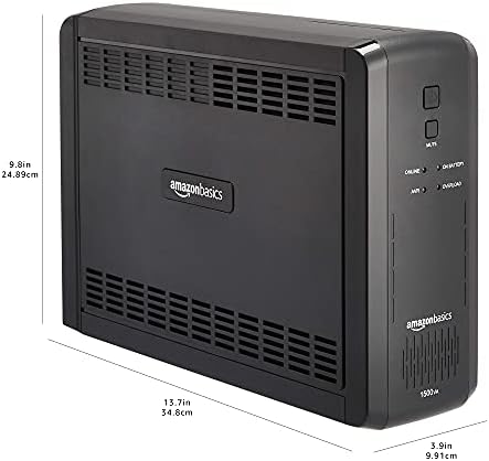 Amazon Basics UPS Battery Backup & Surge Protector  1500VA/900W  10 Outlets  Line Interactive Uninterruptible Power Supply with Sinewave Technology  Black