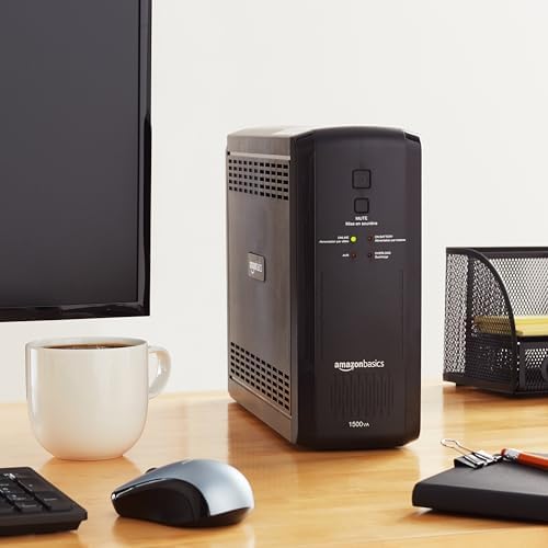 Amazon Basics UPS Battery Backup & Surge Protector  1500VA/900W  10 Outlets  Line Interactive Uninterruptible Power Supply with Sinewave Technology  Black